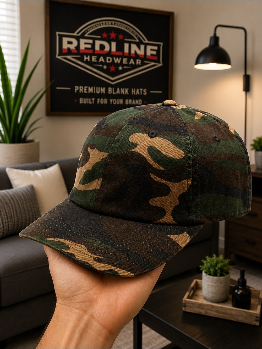Woodland Camo Low Profile Dad Hat Curved Bill Adjustable Cotton Cap